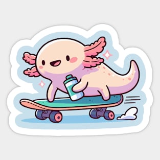 cute axolotl skateboarding Sticker